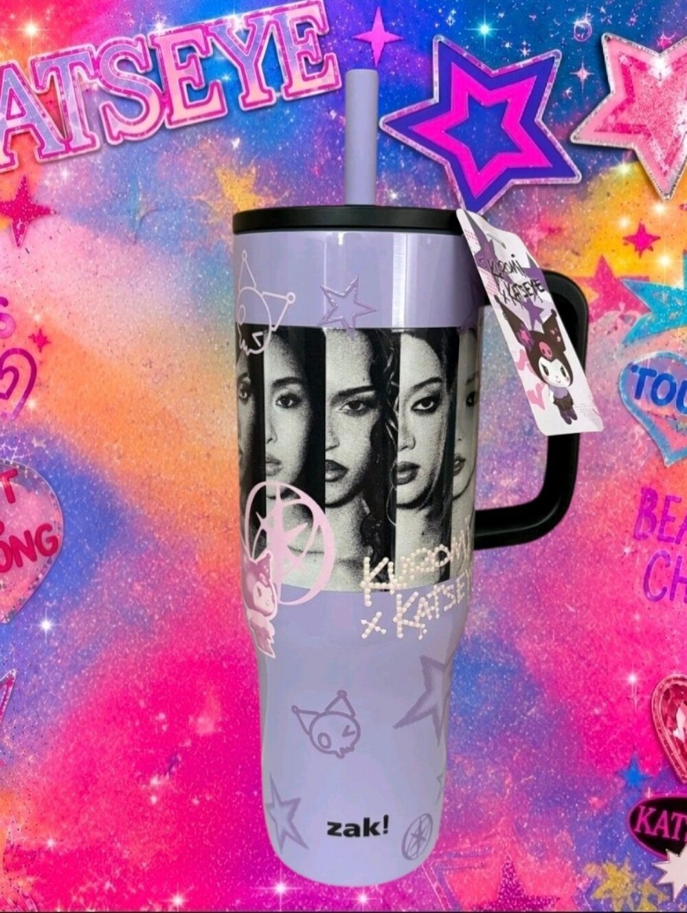 Kuromi x Katseye 30oz Straw Tumbler Water Bottle Eyekons